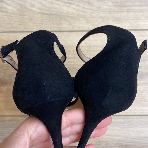 Barneys NY | Camoscio | Black Suede Bow Sandal Heels Classic Coquette Soft Girl - Picture 11 of 16